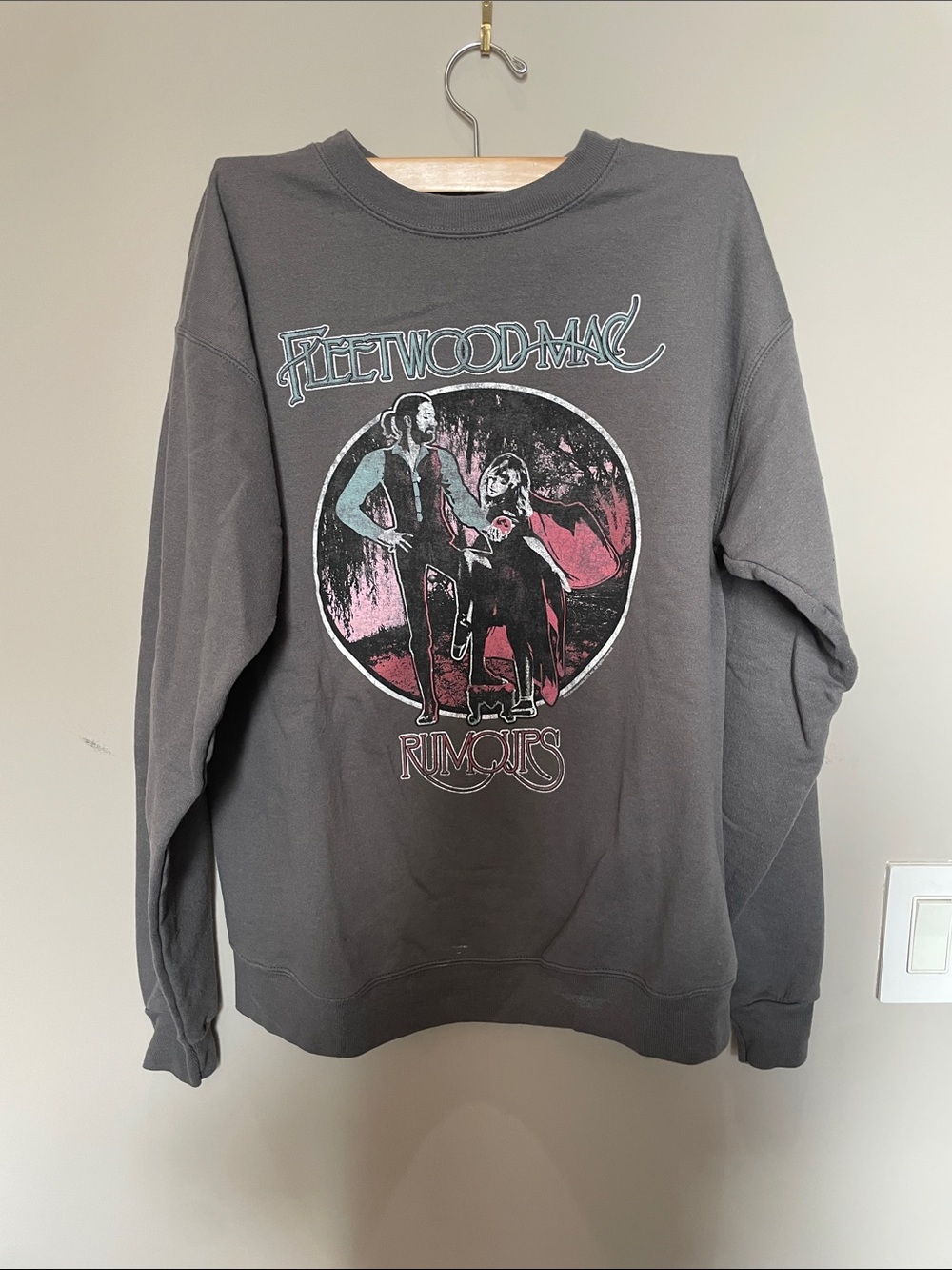 Hanes Charcoal Fleetwood Mac 'Rumours' Graphic Crewneck
